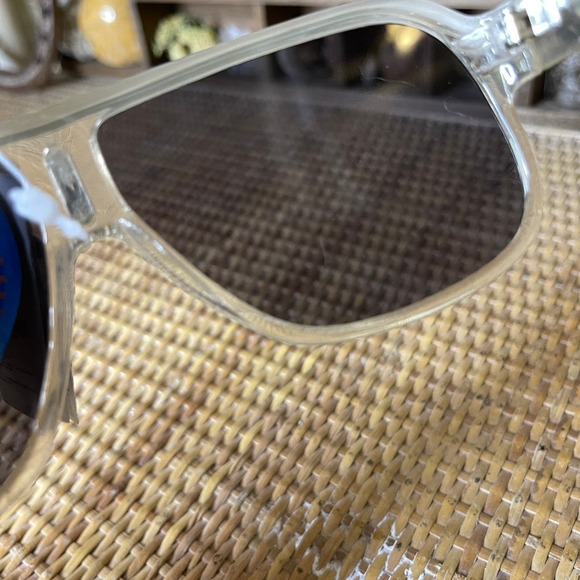 Vintage 90s Clear White Sunglasses Plastic Frame Smoky Lenses Deadstock - Picture 7 of 15